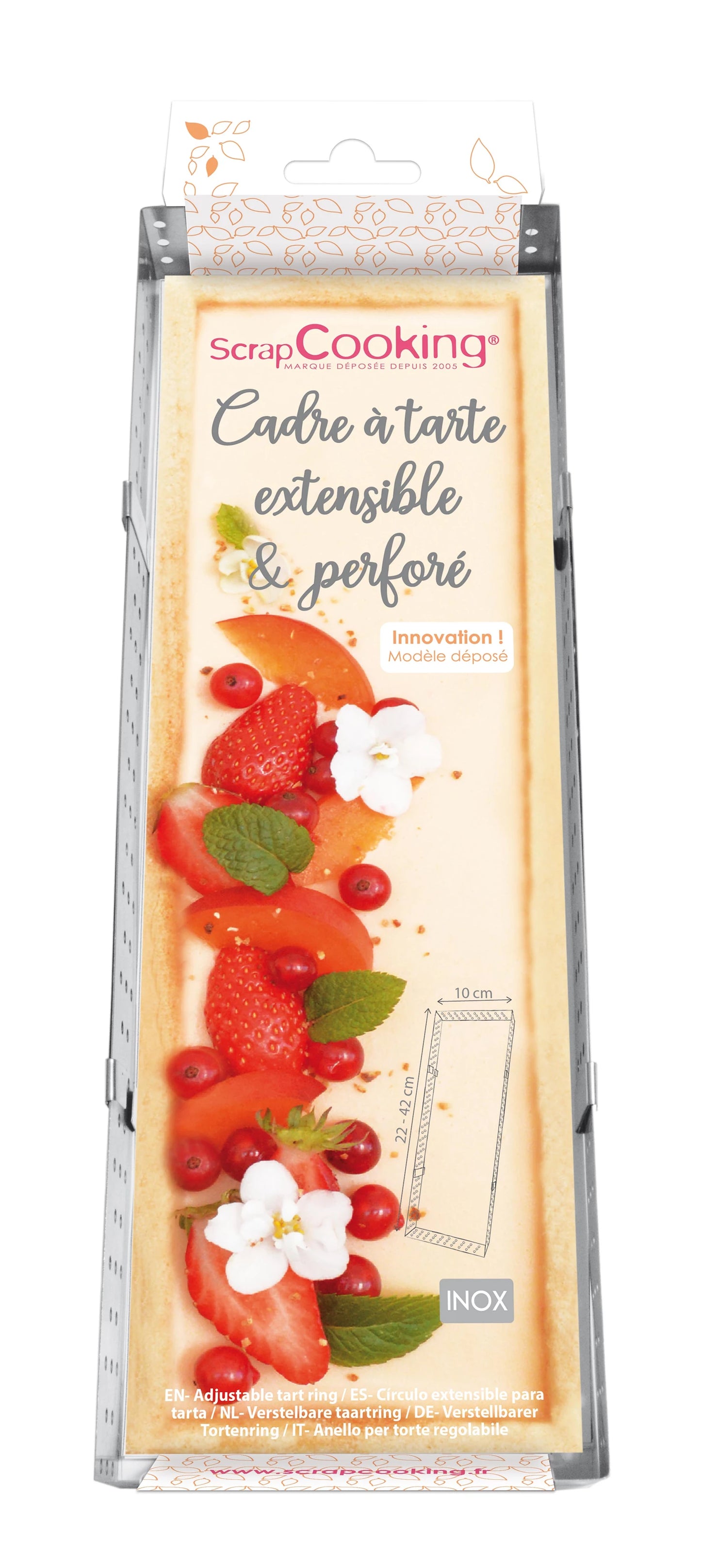 TELAIO PER TORTA FORATO REGOLABILE, ACCIAIO INOX 22 A