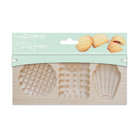 MOULE EN BOIS POUR BISCUITS FOURRÉS - 20X10X2CM