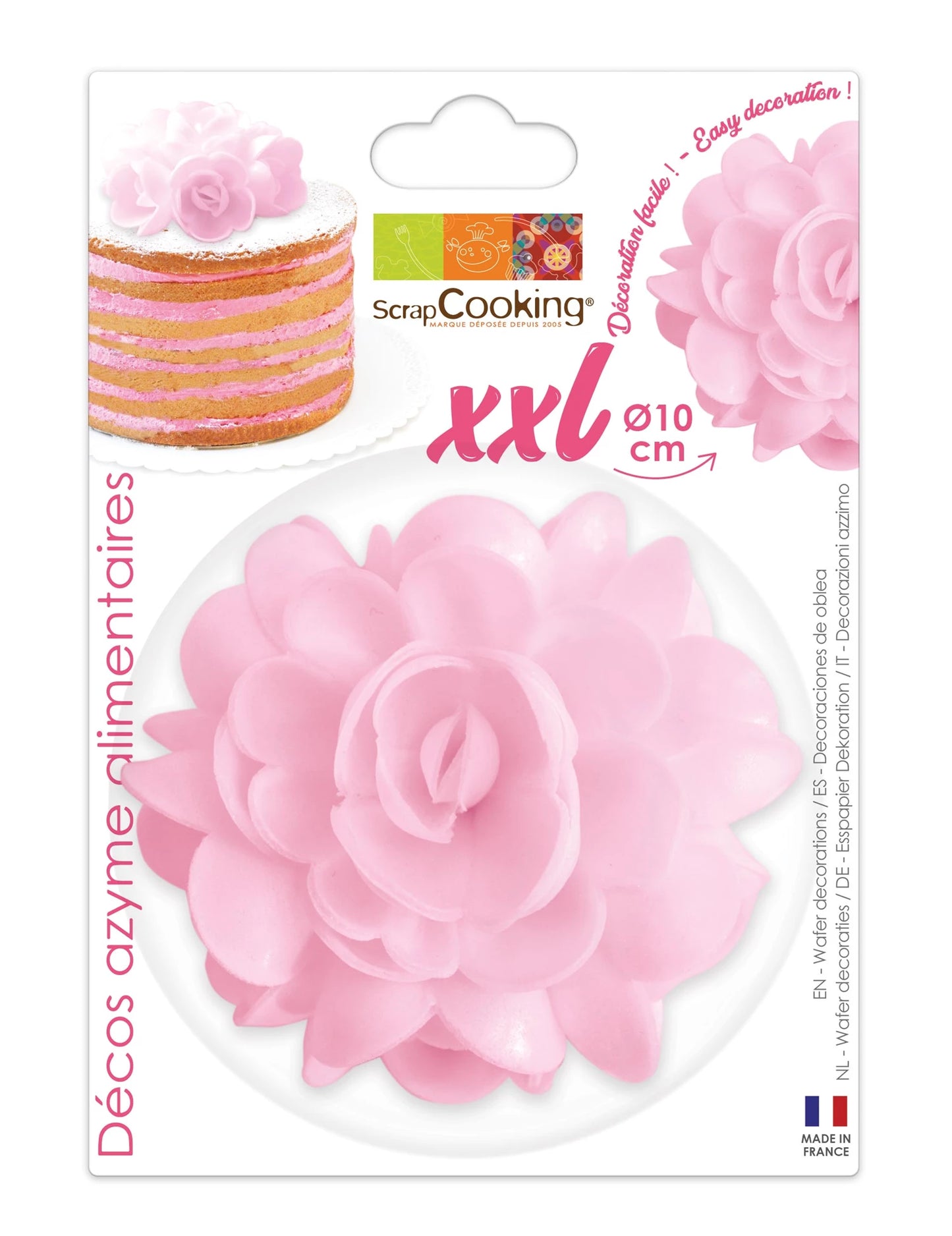 DECORAZIONE XXL IN WAFER. TOPPER PER TORTA 10 CM ROSA