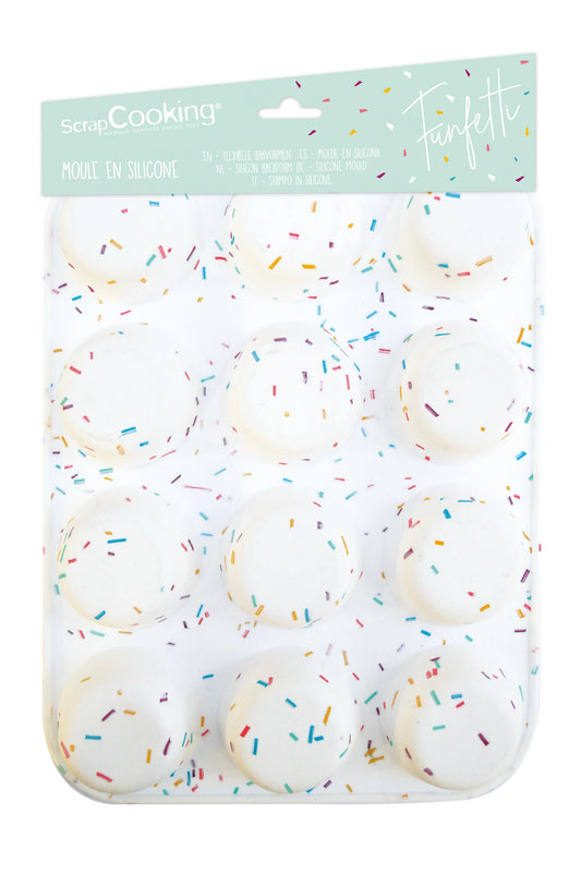 MOULE EN SILICONE 12 MUFFINS - FUNFETTI