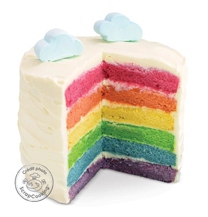 KIT GÂTEAU ARC-EN-CIEL AVEC 4 POUDRES COLORÉES