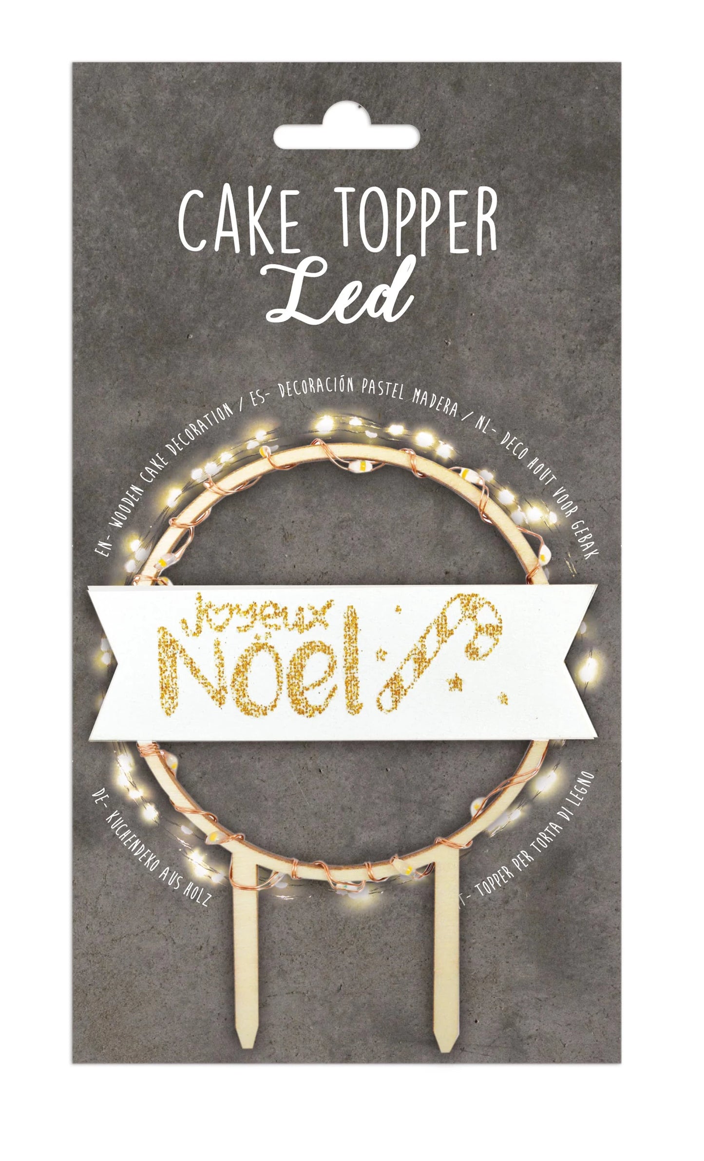 TOPPER PER TORTA A LED JOYEUX NOEL