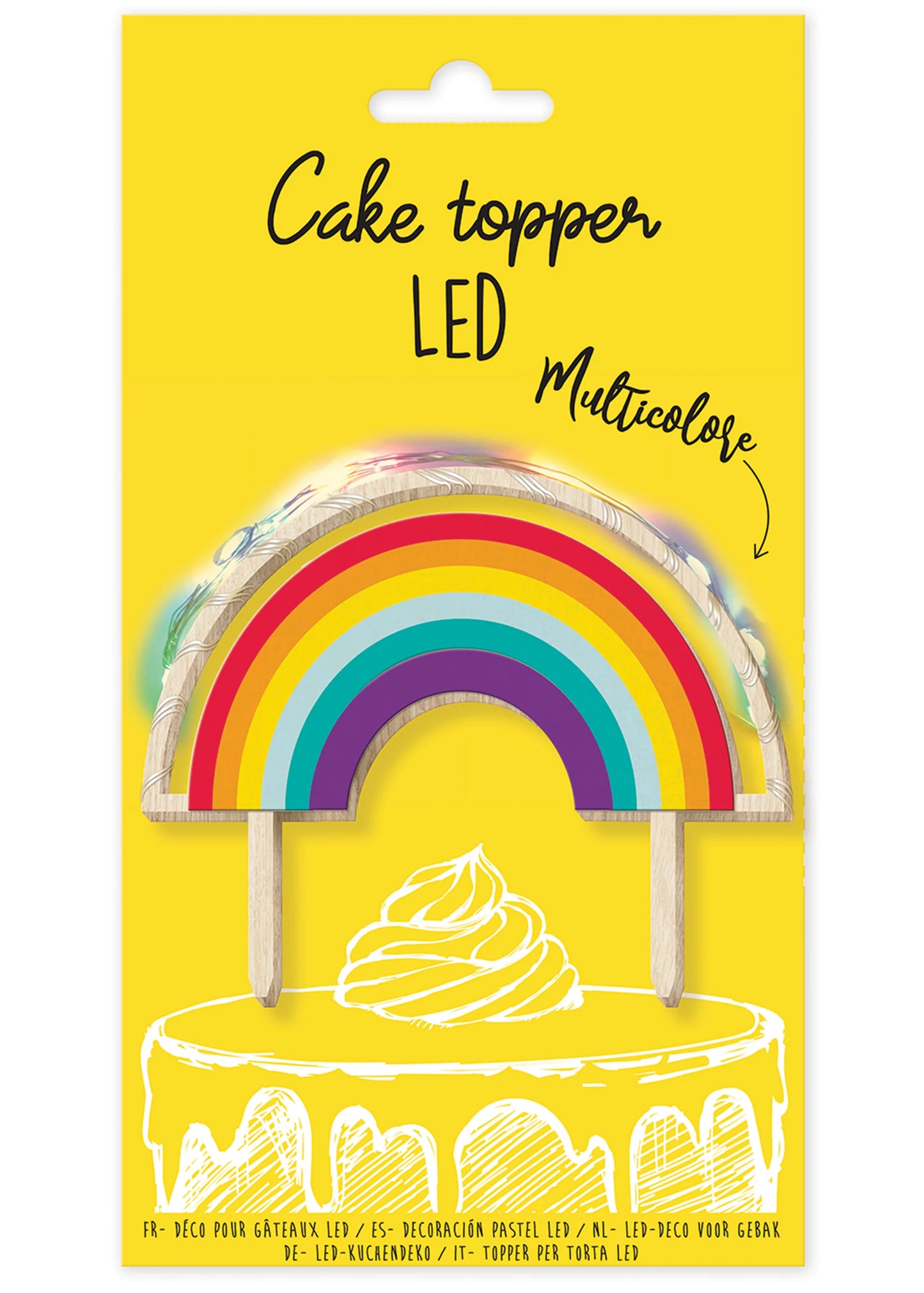 DECORAZIONE PER TORTA CON ARCOBALENO LED