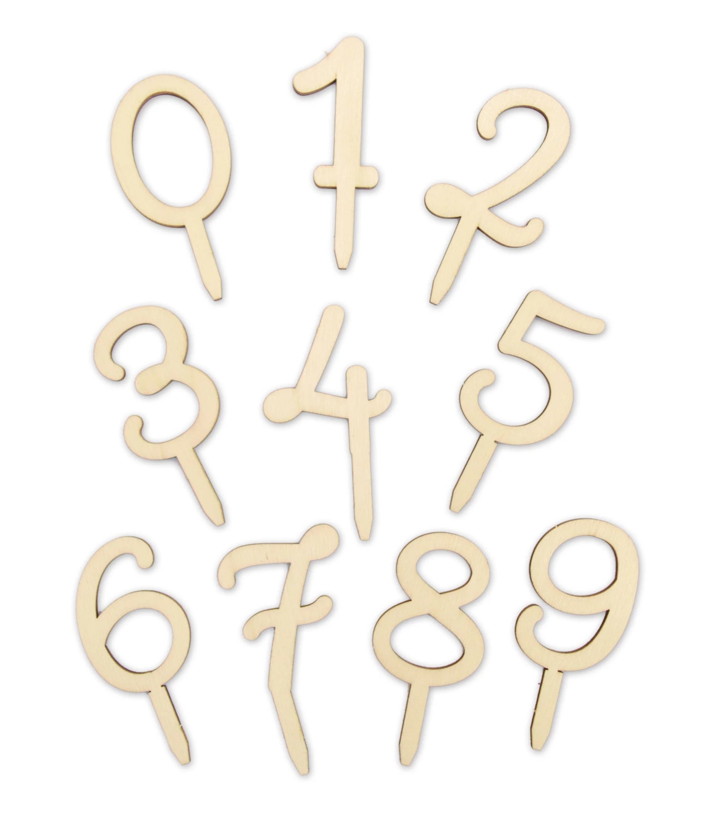 DECORAZIONI PER TORTE IN LEGNO NUMERATE DA 0 A 9