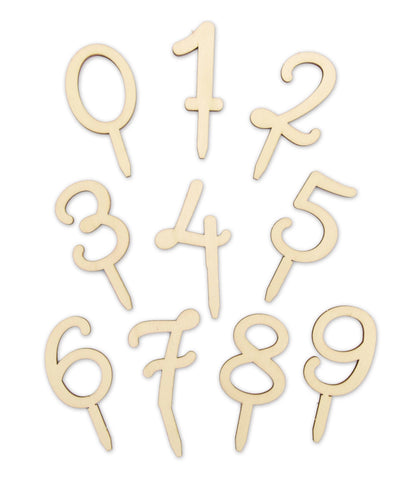 DECORAZIONI PER TORTE IN LEGNO NUMERATE DA 0 A 9