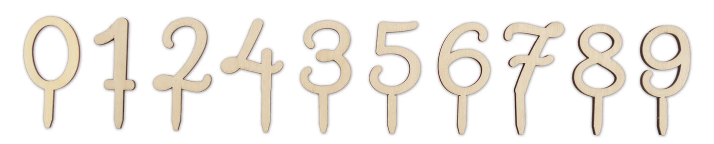 DECORAZIONI PER TORTE IN LEGNO NUMERATE DA 0 A 9