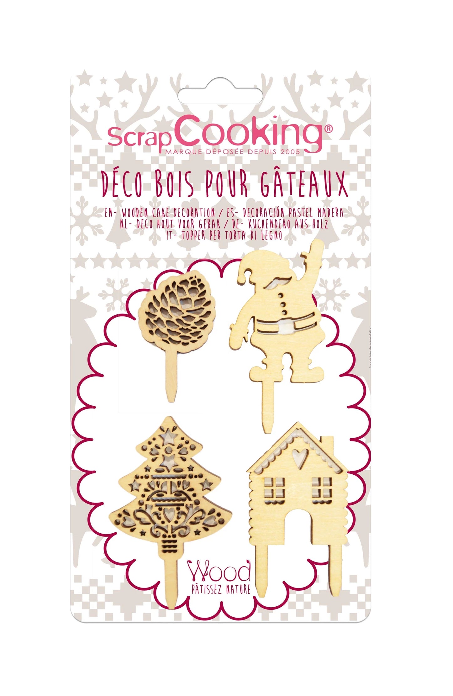 4 DEKORATIVE WEIHNACHTS-HOLZACCESSOIRES