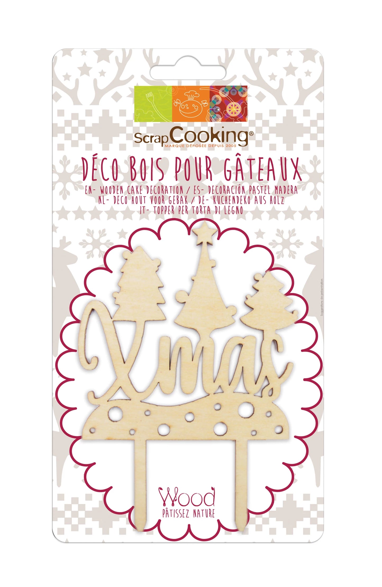 DECORAZIONE PER TORTA IN LEGNO DI NATALE