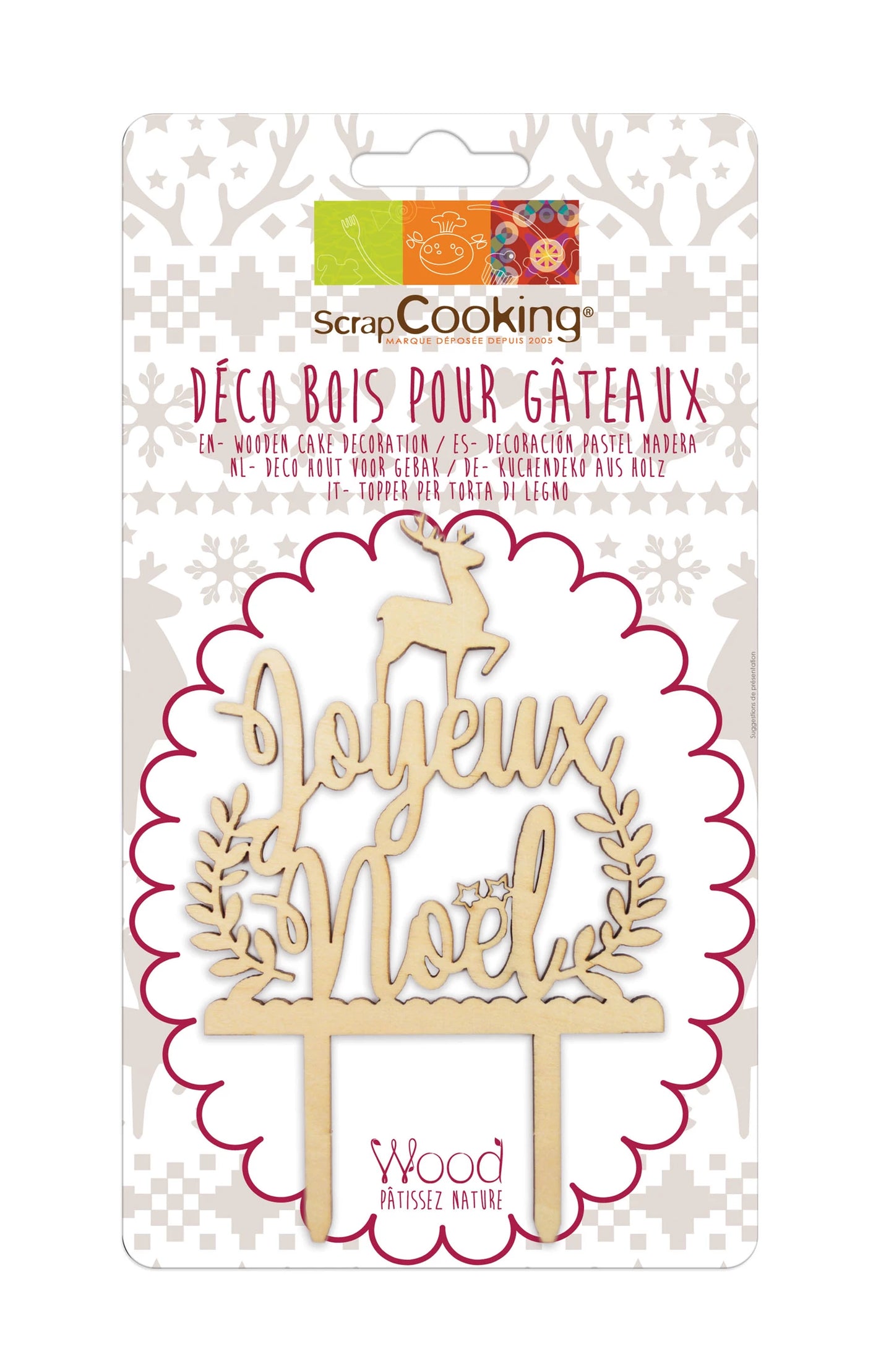 DÉCORATION DE GÂTEAU EN BOIS JOYEUX NOËL