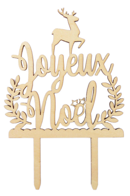 DÉCORATION DE GÂTEAU EN BOIS JOYEUX NOËL