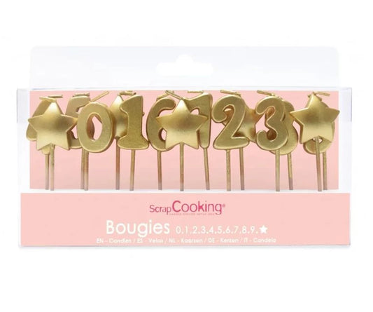 15 BOUGIES 1, 2, 3 ANS ÉTOILES DORÉES