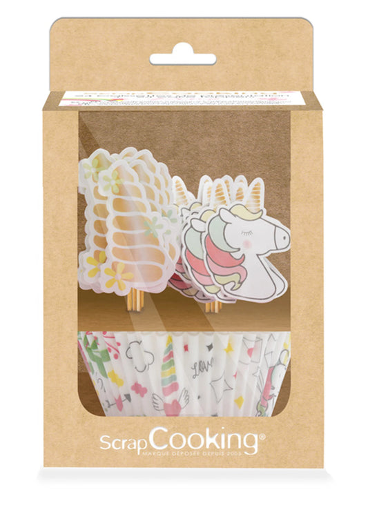 ENSEMBLE CUPCAKES ET DÉCORATION LICORNE 48 PIÈCES