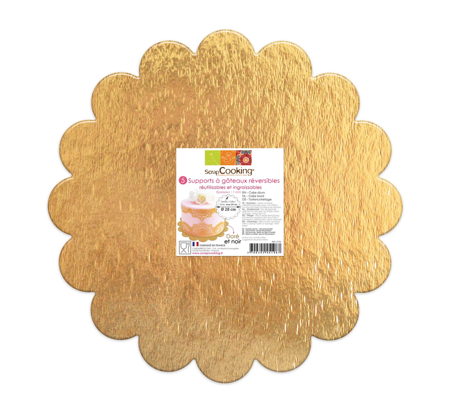 PORTA TORTA A FORMA DI FIORE, 5 PEZZI, ORO/NERO, DIAMETRO 24 CM