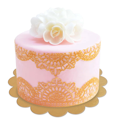 PORTA TORTA A FORMA DI FIORE, 5 PEZZI, ORO/NERO, DIAMETRO 24 CM