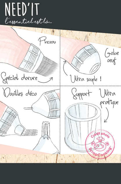 BUBBLE SQUEEZE NEED'IT 3 IN 1 (SEPARATORE DI TUORLO D'UOVO, SPAZZOLA, 3 SPRAY)