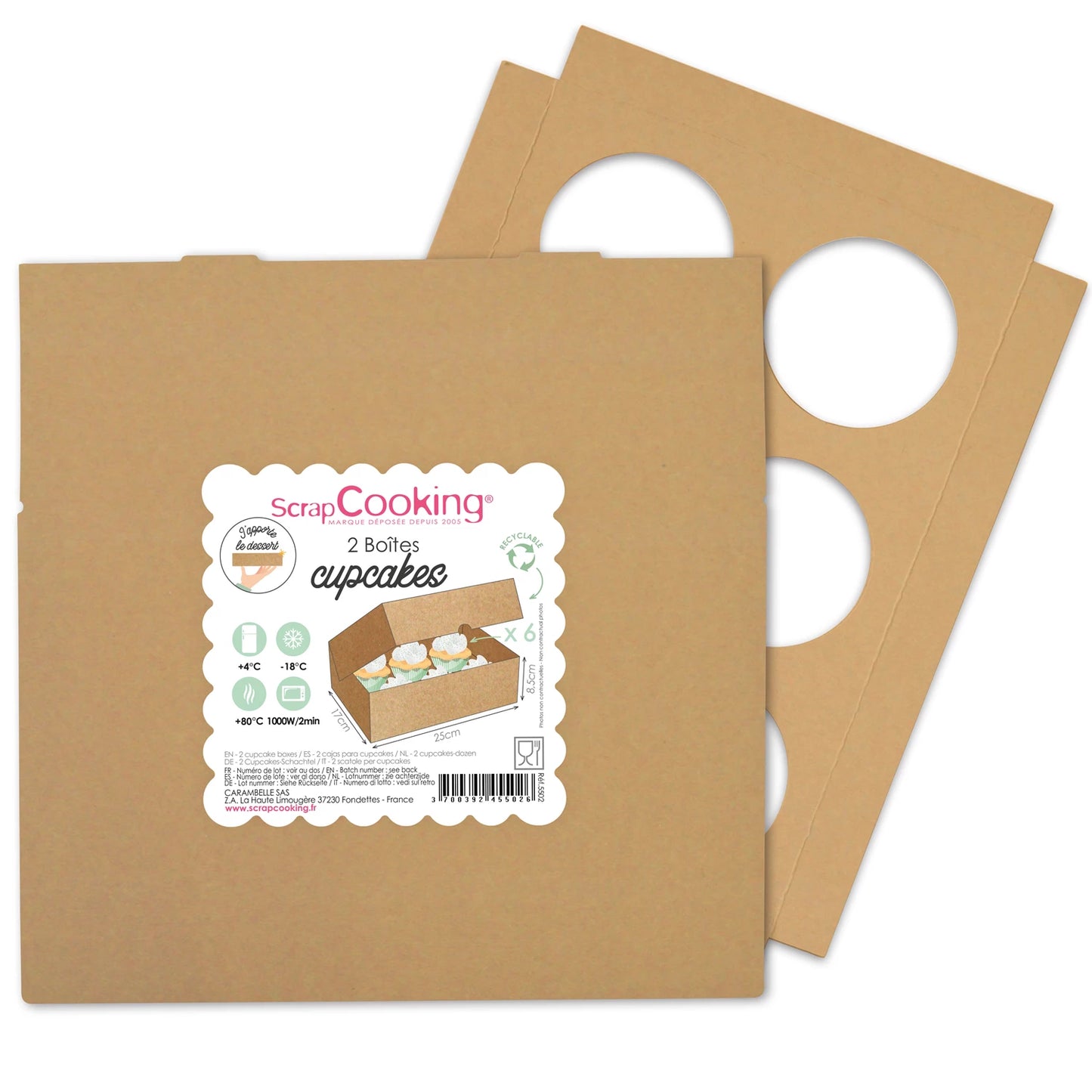 BOÎTE POUR 2 CUPCAKES 17X25X8,5 CM