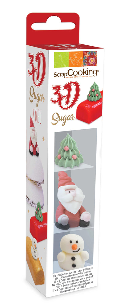 FIGURE DI ZUCCHERO 3D NATALE 3 PEZZI