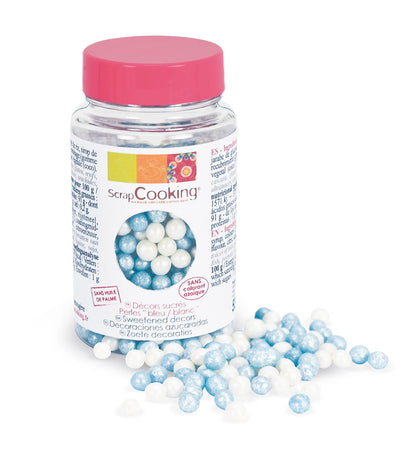 PERLE DI ZUCCHERO DECORATIVE BIANCO/BLU 55 G
