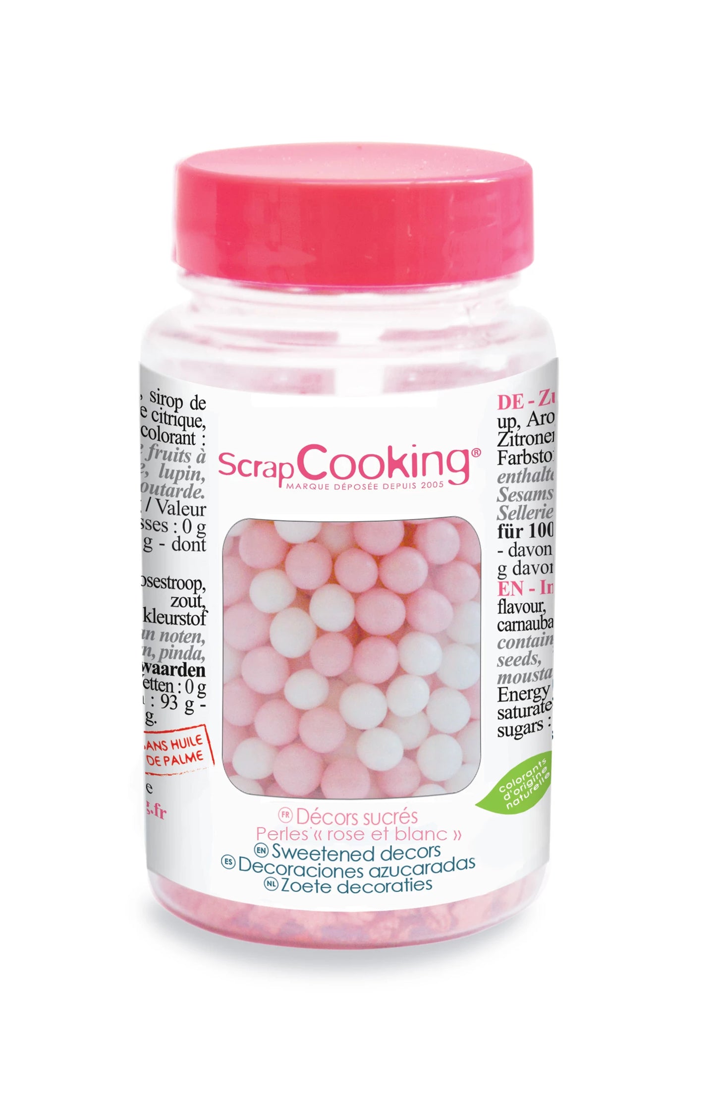 PERLES DE SUCRE DÉCORATIVES BLANCHES/ROSES 55 G