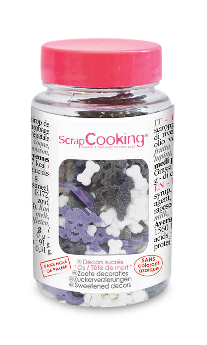 DECORAZIONE DI ZUCCHERO OSSA DI VETRO/TESCHIO 50G