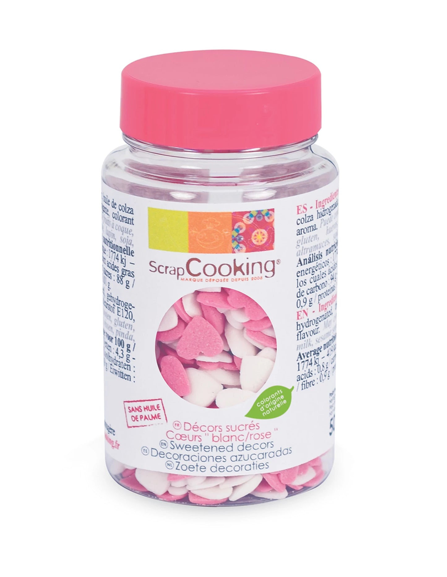 CUORI DECORATIVI IN ZUCCHERO BIANCO/ROSA 50 G
