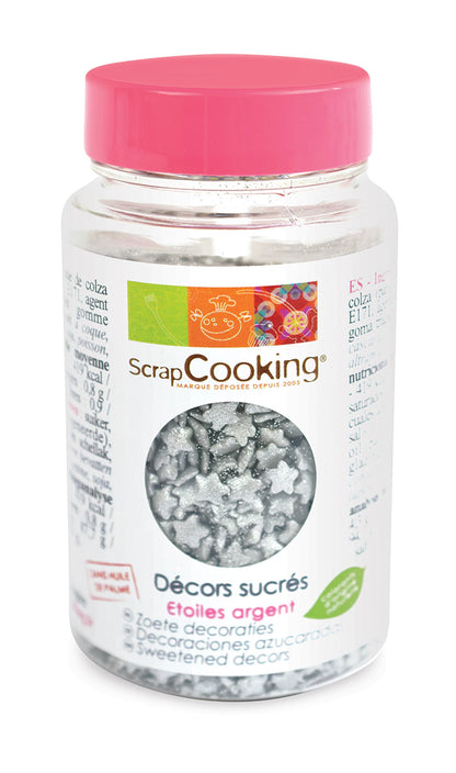 ÉTOILES DÉCORATIVES EN SUCRE ARGENTÉ 55G