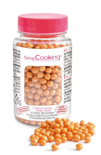 DEKORATIVE ZUCKERPERLEN GOLD 55 G