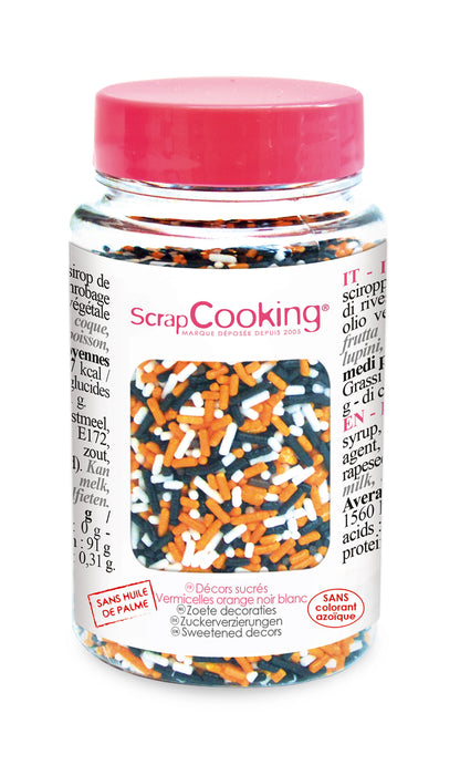 DECORAZIONI DI ZUCCHERO ARANCIO/NERO/BIANCO 80G
