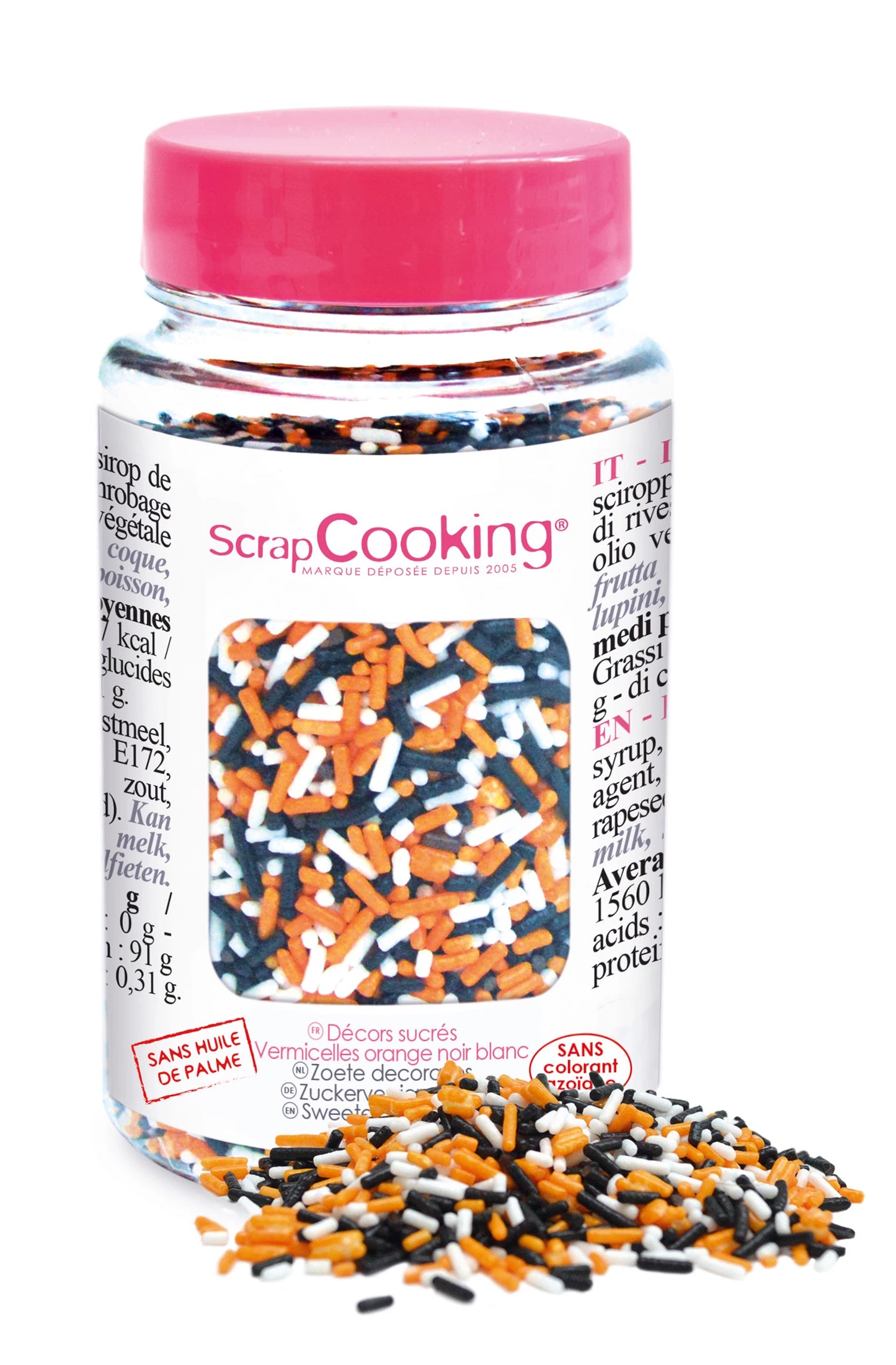 DECORAZIONI DI ZUCCHERO ARANCIO/NERO/BIANCO 80G