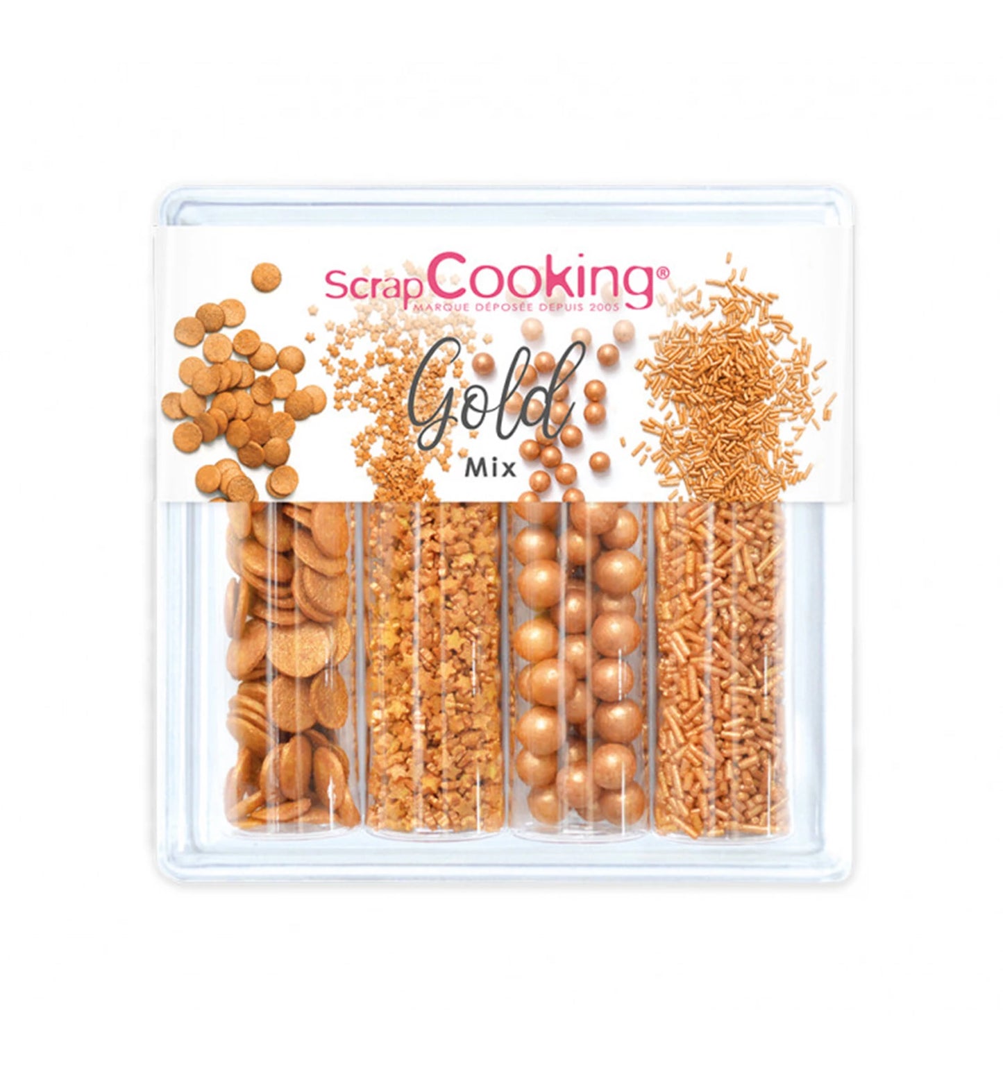 LOT DE 4 DÉCORATIONS EN SUCRE - MÉLANGE OR - 62G