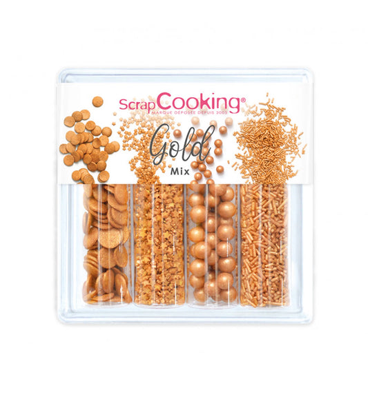 LOT DE 4 DÉCORATIONS EN SUCRE - MÉLANGE OR - 62G