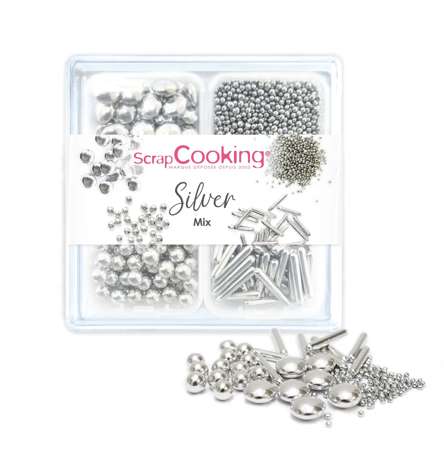 LOT DE 4 DÉCORATIONS EN SUCRE - MÉLANGE ARGENTÉ 63G