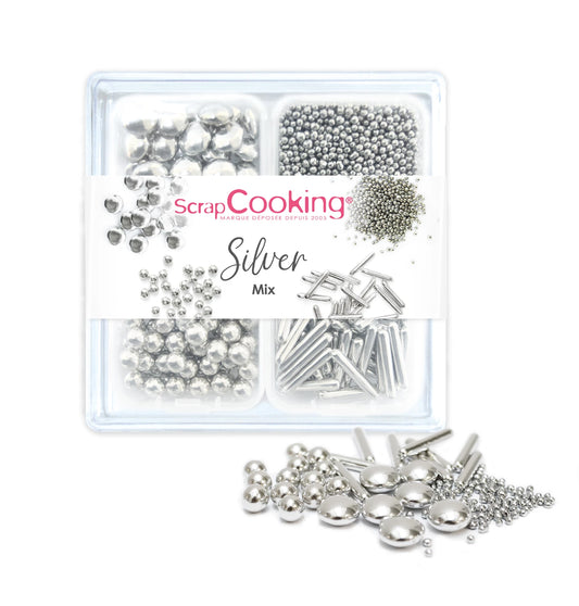 LOT DE 4 DÉCORATIONS EN SUCRE - MÉLANGE ARGENTÉ 63G