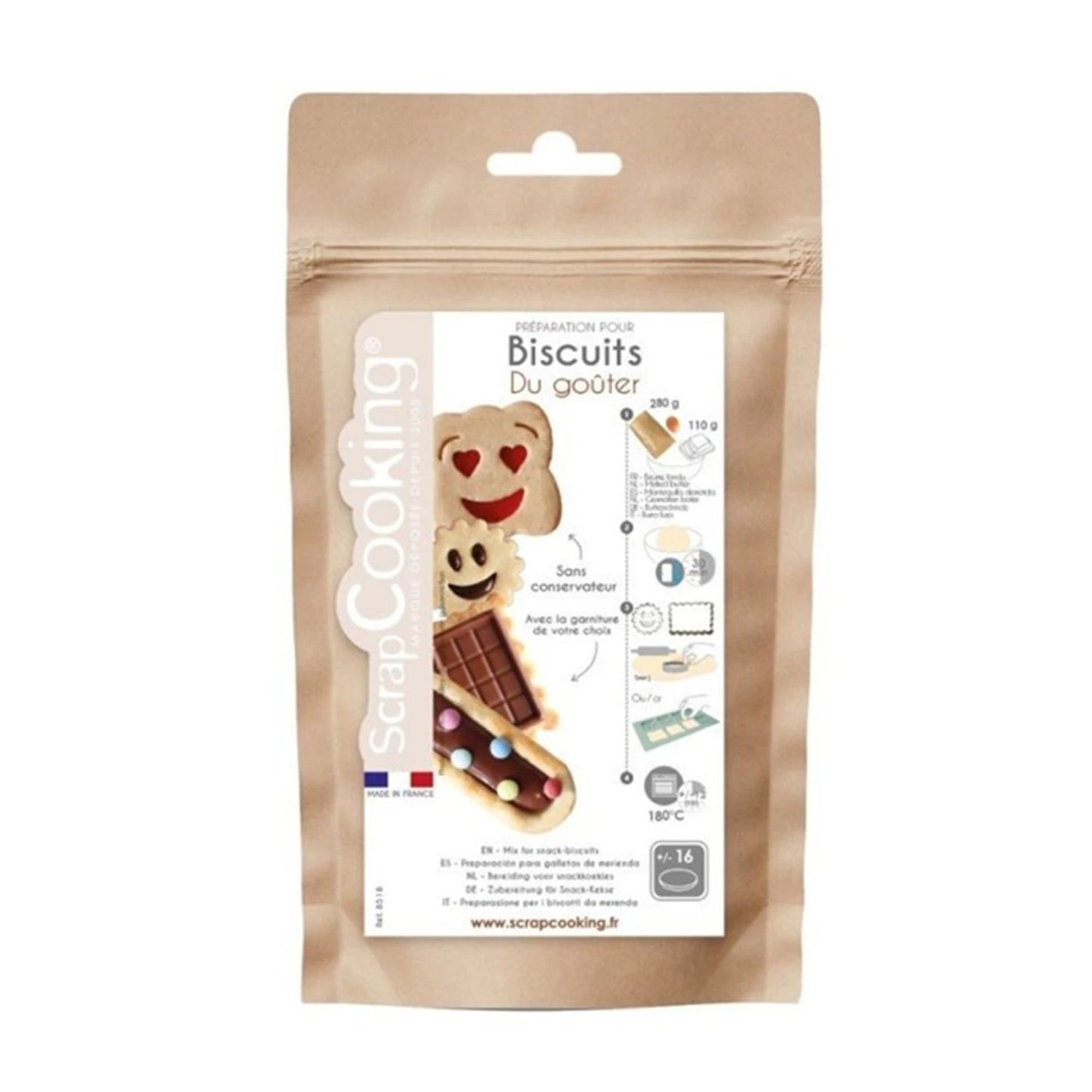 SCRAPCOOKING - FERTIGE KEKSBACKMISCHUNG, IDEAL FÜR DEN NACHMITTAGSSNACK, 280 G - F/D/I/ML