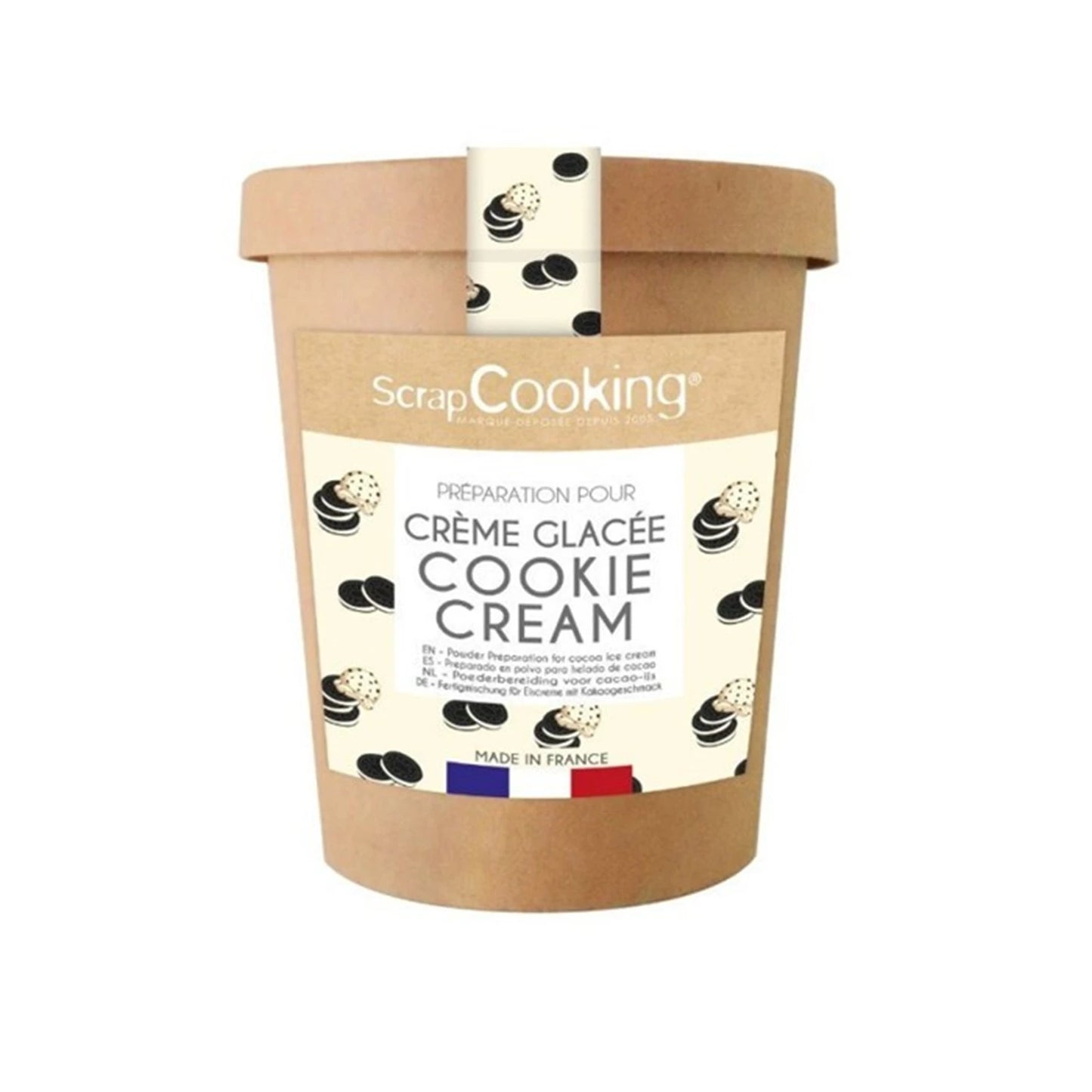 SCRAPCOOKING - GEBRAUCHSFERTIGE MISCHUNG FÜR EISCREME, GESCHMACK KEKS & SAHNE, 185 G - F/D/I/ML