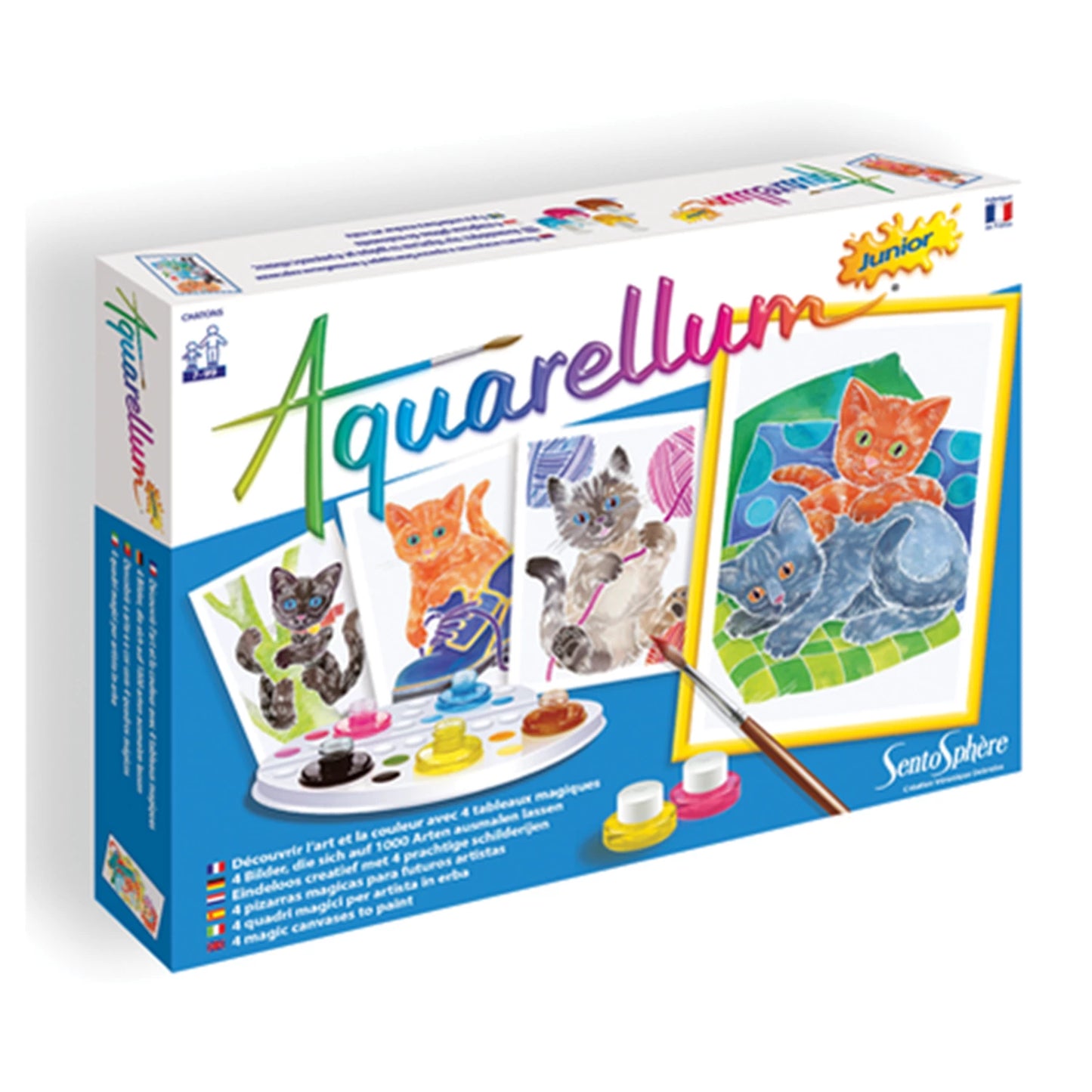 AQUARELLUM JUNIOR 4 CARTES CHATS (FR-DE-IT-EN-ES-NL)
