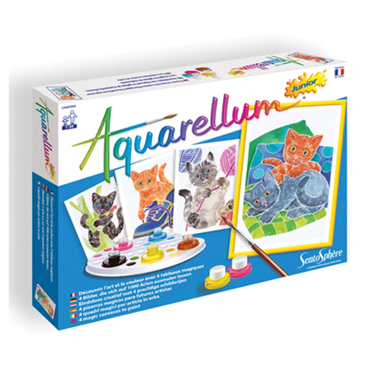 AQUARELLUM JUNIOR 4 CARTES CHATS (FR-DE-IT-EN-ES-NL)