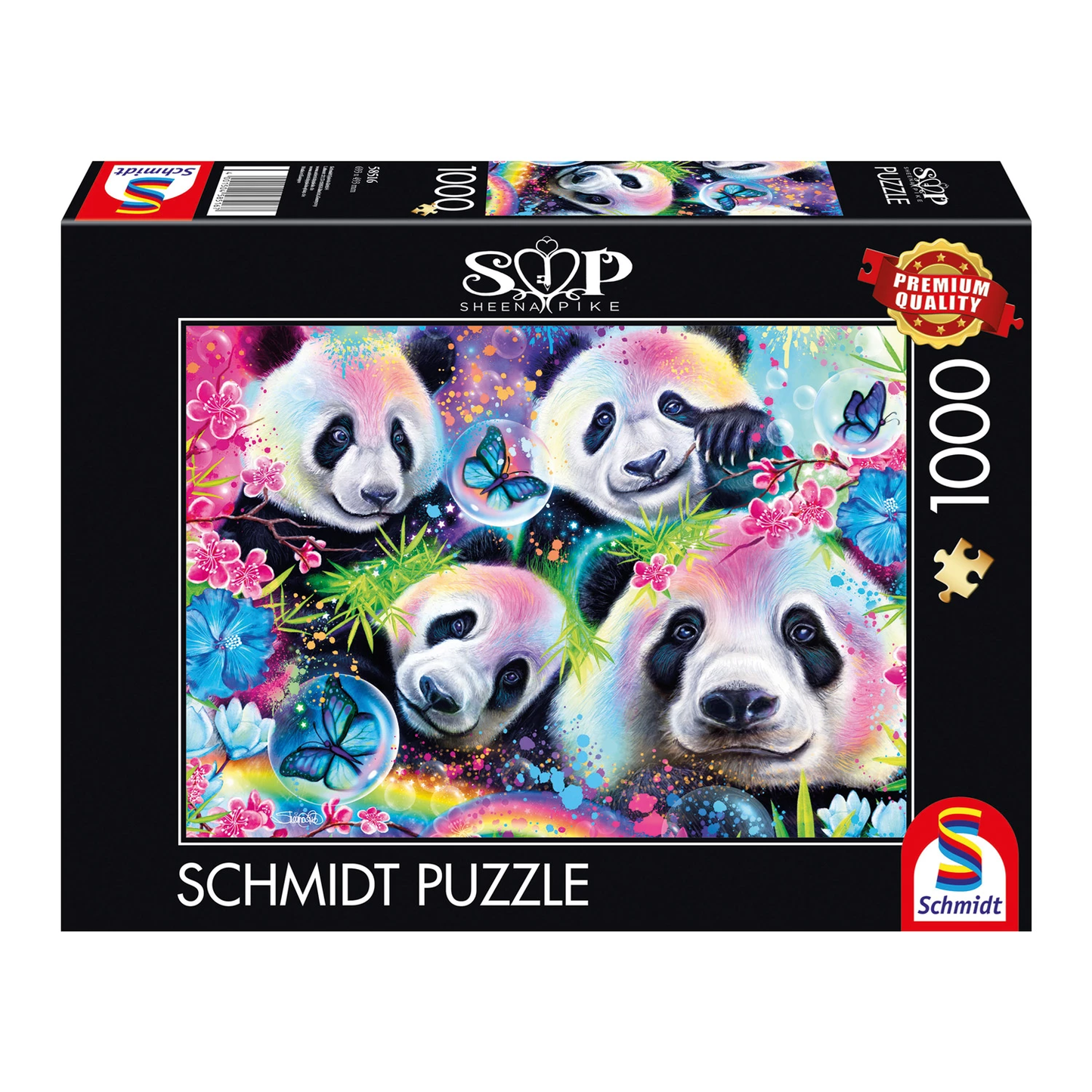 PUZZLE PANDA BLÜTEN NEON 1000 TEILE - SCHMIDT