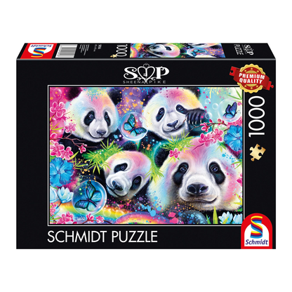 PUZZLE PANDA BLÜTEN NEON 1000 TEILE - SCHMIDT