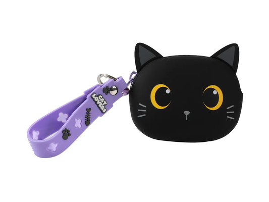 PORTE-MONNAIE CHAT NOIR EN SILICONE - I-TOTAL