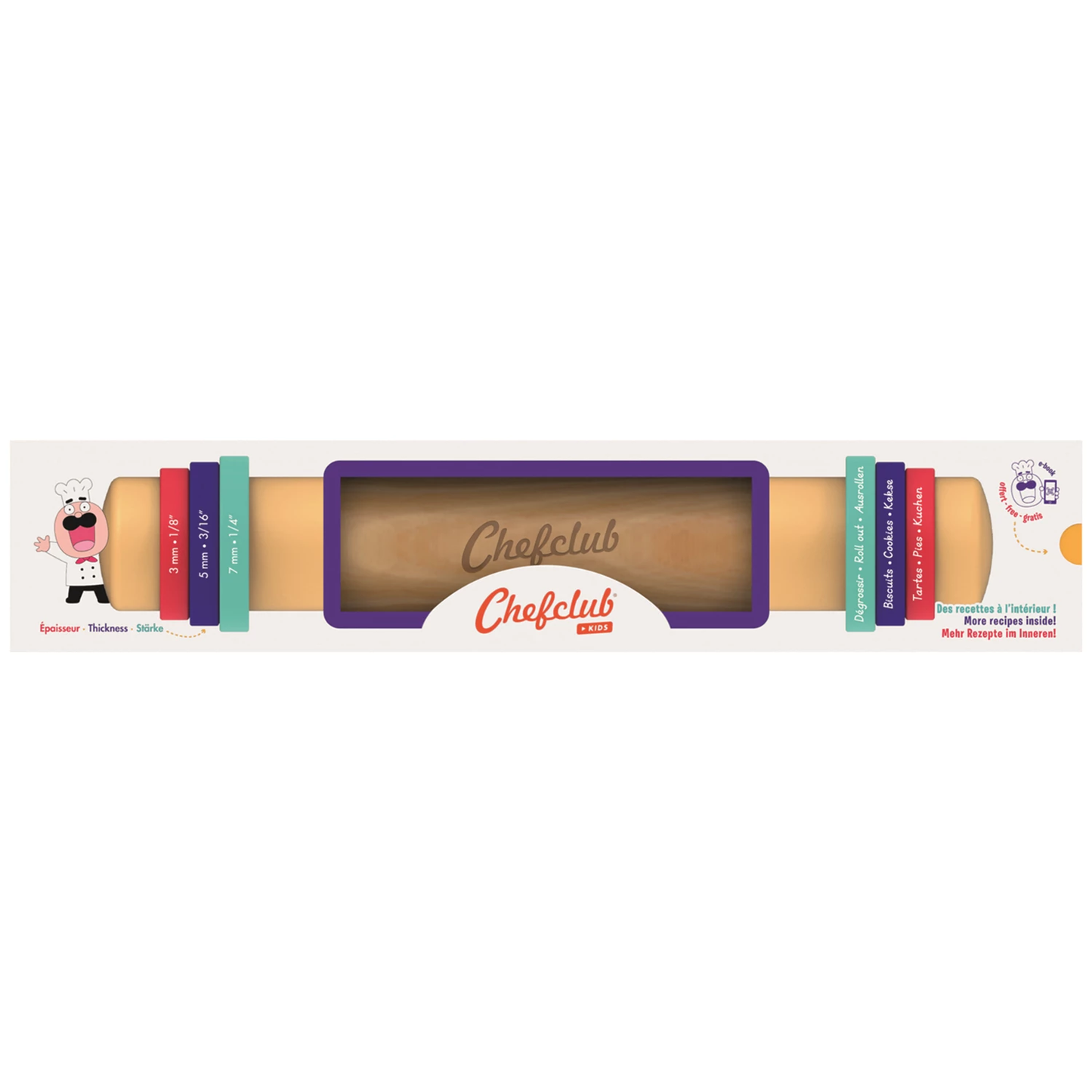 ROULEAU À PÂTISSERIE AVEC ANNEAUX EN SILICONE - CHEF CLUB