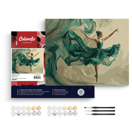 KLASSISCHES BALLETTMÄDCHEN IN GRÜN – MALEN NACH ZAHLEN – COLORELLE