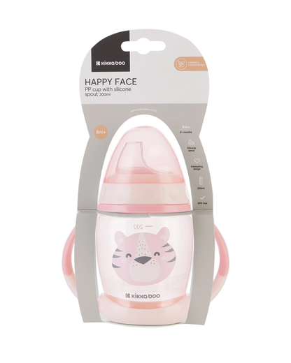 PP-SILIKONTASSE – HAPPY FACE PINK – KIKKABOO