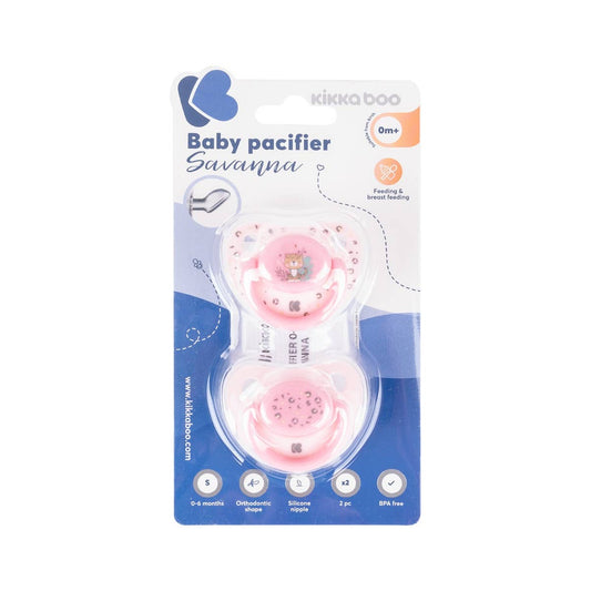 SCHNULLER SAVANNA 2 STK. - 0-6M - PINK - KIKKABOO