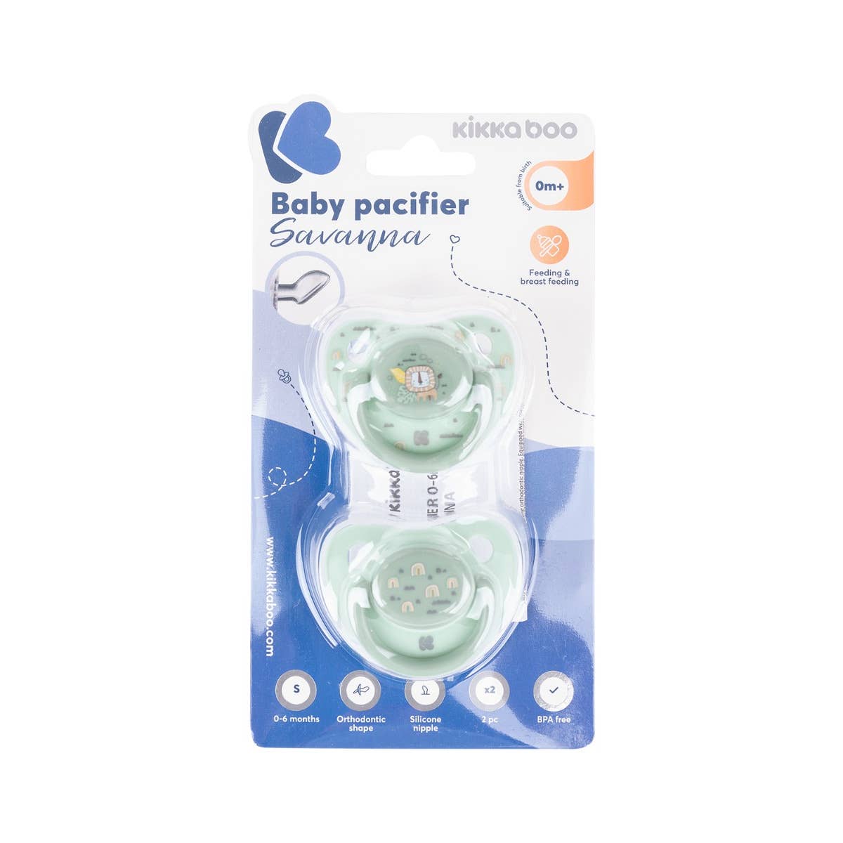 SCHNULLER SAVANNA 2 STK - 0/6M - MINT - KIKKABOO