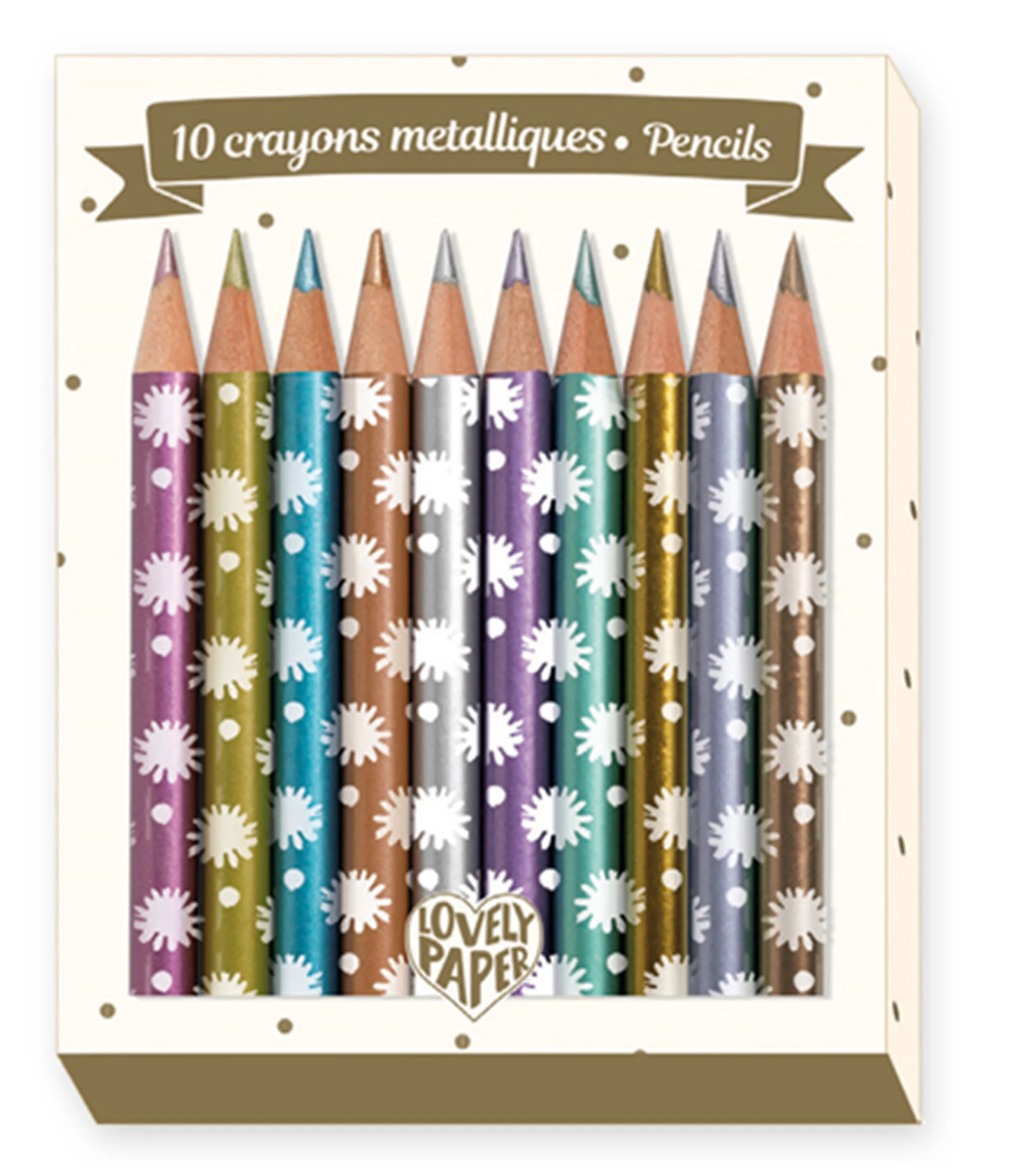 10 MINI CRAYONS DE COULEUR MÉTALLISÉS - DJECO