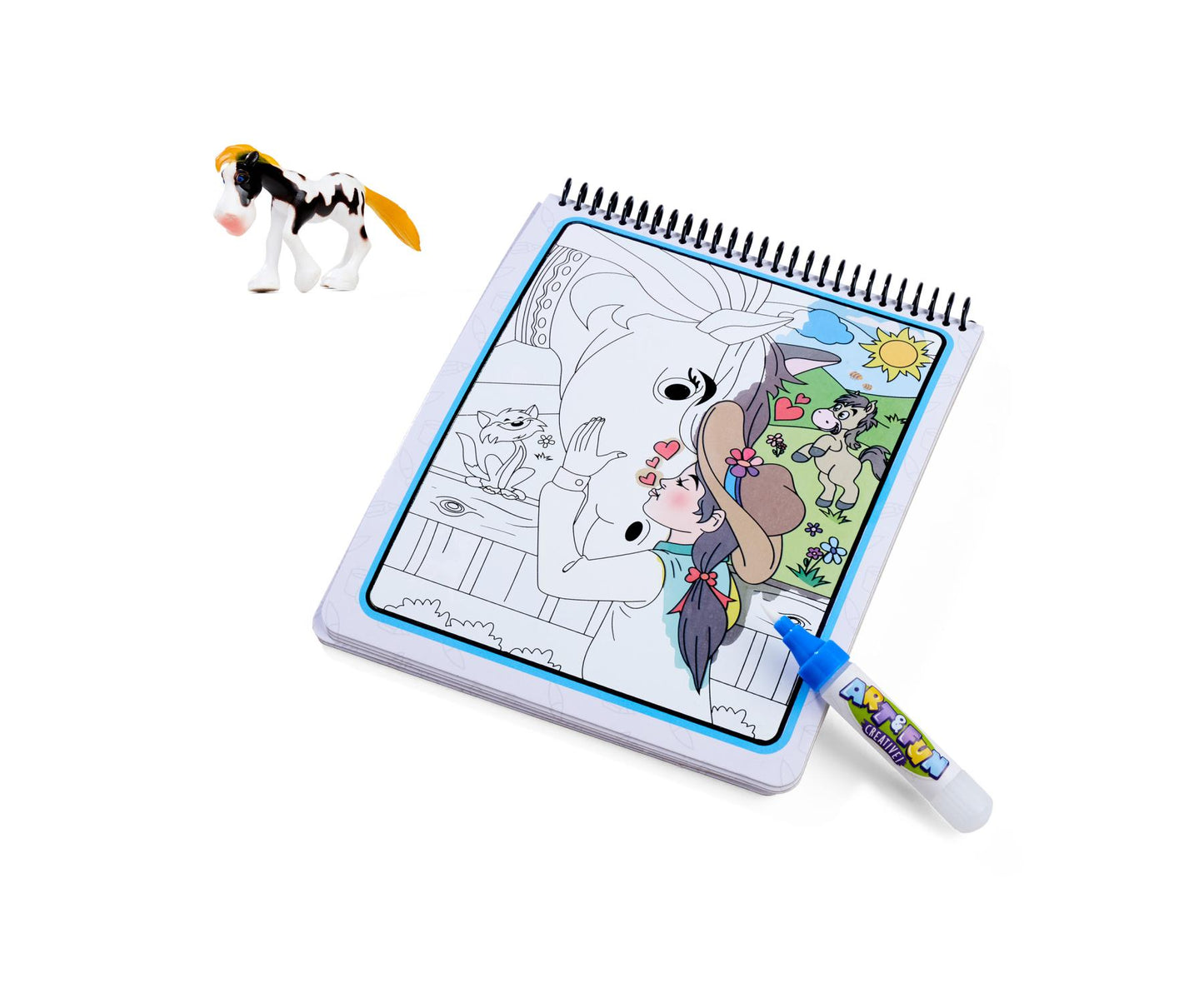 LIBRO DA COLORARE CAVALLI CON PENNA AD ACQUA - ART & FUN