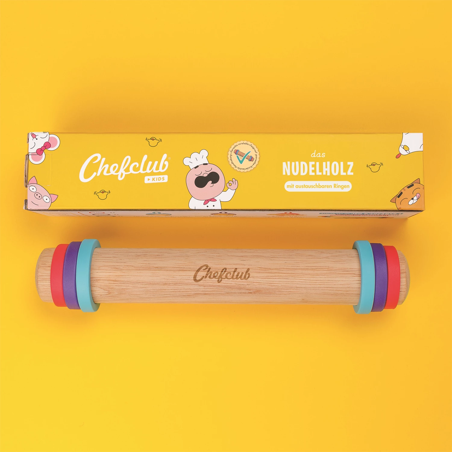 ROULEAU À PÂTISSERIE AVEC ANNEAUX EN SILICONE - CHEF CLUB