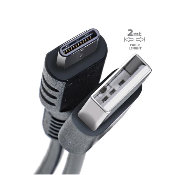 USB-/USB-C-KABEL 2M SCHWARZ - CELLY