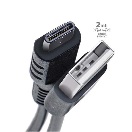 USB-/USB-C-KABEL 2M SCHWARZ - CELLY